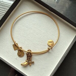 Alex and Ani Gold Cowgirl boot Charm Bangle Bracelet